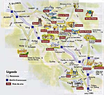 Carte de la route historique des ducs de bourgogne