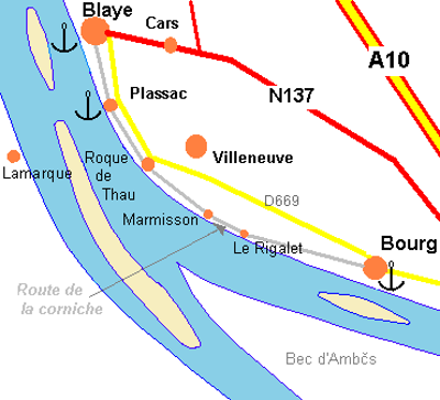 Carte de la route de la corniche