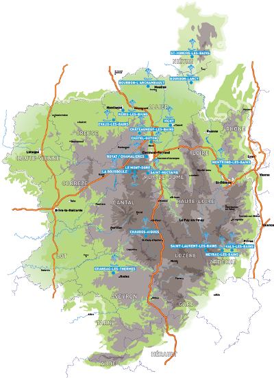 Carte de la route des villes d eaux routes touristiques