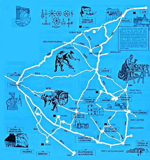 Carte route du pastel au pays de cocagne