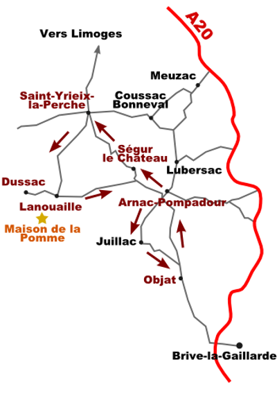 Carte route de la pomme du limousin