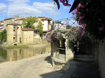 Mont de marsan le lavoir de la cale de l abreuvoir au premier plan a droite routes touristiques des landes guide du tourisme de la nouvelle aquitaine