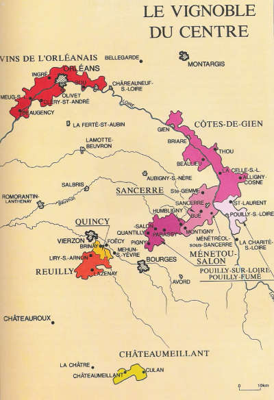 Vignoble du centre carte